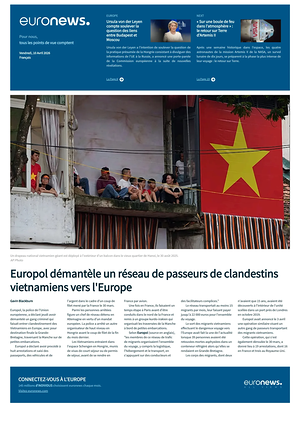 Prima pagina EuroNews (French) di oggi - Quotidiano estero