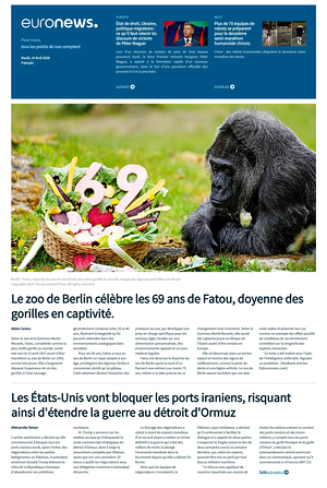 Prima pagina EuroNews (French) di oggi - Quotidiano estero