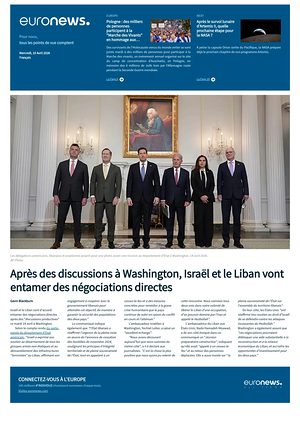 Prima pagina EuroNews (French) di oggi - Quotidiano estero