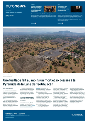 Prima pagina EuroNews (French) di oggi - Quotidiano estero