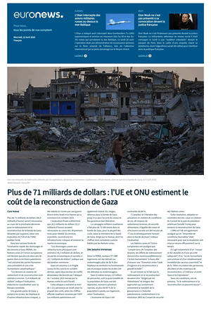 Prima pagina EuroNews (French) di oggi - Quotidiano estero