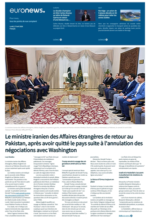 Prima pagina EuroNews (French) di oggi - Quotidiano estero