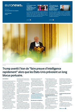 Prima pagina EuroNews (French) di oggi - Quotidiano estero