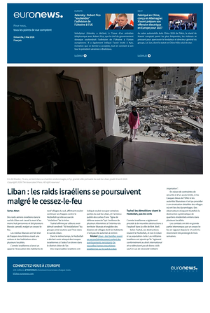 Prima pagina EuroNews (French) di oggi - Quotidiano estero