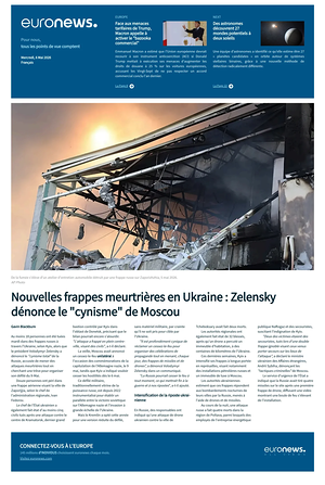 Prima pagina EuroNews (French) di oggi - Quotidiano estero