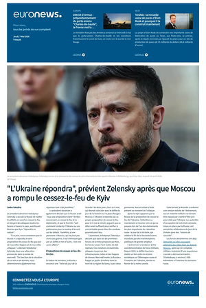 Prima pagina EuroNews (French) di oggi - Quotidiano estero