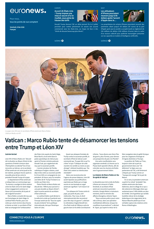 Prima pagina EuroNews (French) di oggi - Quotidiano estero