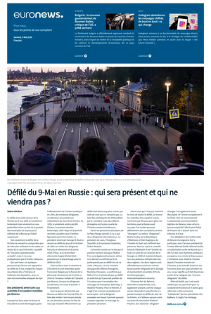 Prima pagina EuroNews (French) di oggi - Quotidiano estero