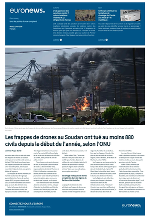Prima pagina EuroNews (French) di oggi - Quotidiano estero