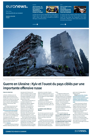 Prima pagina EuroNews (French) di oggi - Quotidiano estero