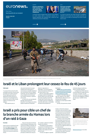 Prima pagina EuroNews (French) di oggi - Quotidiano estero
