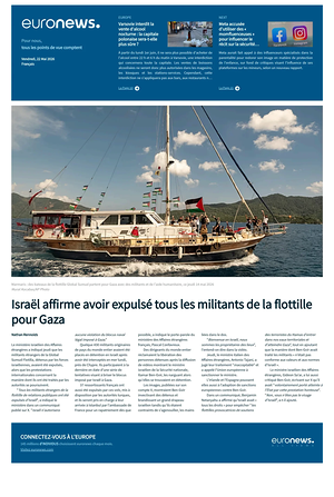 Prima pagina EuroNews (French) di oggi - Quotidiano estero