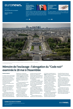 Prima pagina EuroNews (French) di oggi - Quotidiano estero