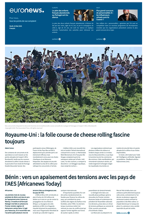 Prima pagina EuroNews (French) di oggi - Quotidiano estero