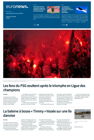 Prima pagina EuroNews (French) di oggi - Quotidiano estero