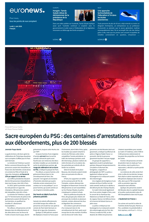 Prima pagina EuroNews (French) di oggi - Quotidiano estero