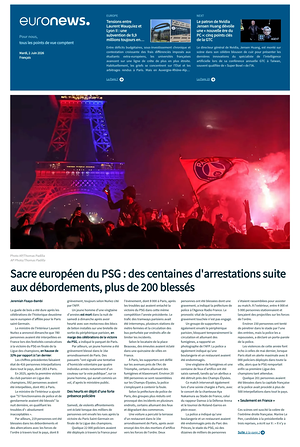 Prima pagina EuroNews (French) di oggi - Quotidiano estero