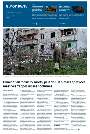 Prima pagina EuroNews (French) di oggi - Quotidiano estero