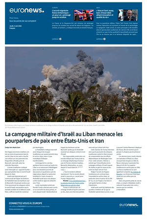 Prima pagina EuroNews (French) di oggi - Quotidiano estero