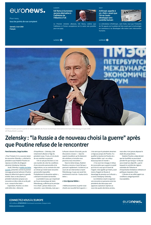 Prima pagina EuroNews (French) di oggi - Quotidiano estero