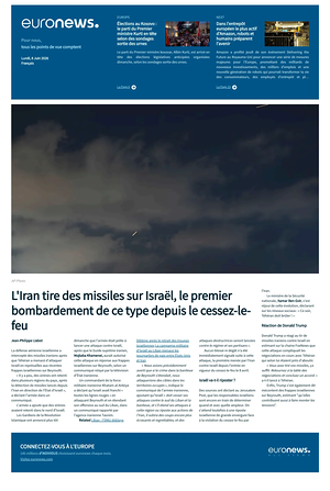 Prima pagina EuroNews (French) di oggi - Quotidiano estero