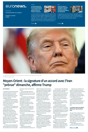 Prima pagina EuroNews (French) di oggi - Quotidiano estero