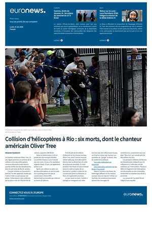Prima pagina EuroNews (French) di oggi - Quotidiano estero