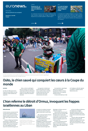 Prima pagina EuroNews (French) di oggi - Quotidiano estero
