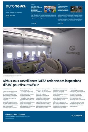 Prima pagina EuroNews (French) di oggi - Quotidiano estero