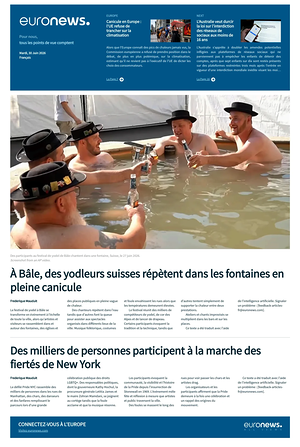 Prima pagina EuroNews (French) di oggi - Quotidiano estero