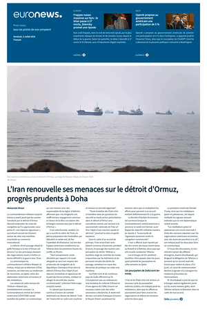 Prima pagina EuroNews (French) di oggi - Quotidiano estero