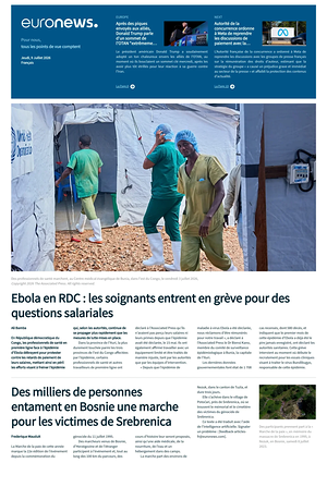 Prima pagina EuroNews (French) di oggi - Quotidiano estero