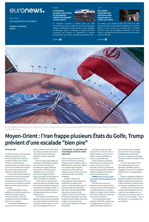 Prima pagina EuroNews (French) di oggi - Quotidiano estero