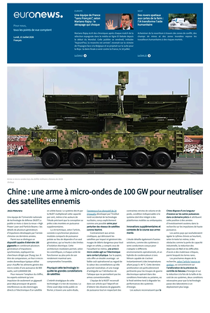 Prima pagina EuroNews (French) di oggi - Quotidiano estero
