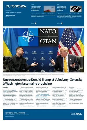 Prima pagina EuroNews (French) di oggi - Quotidiano estero