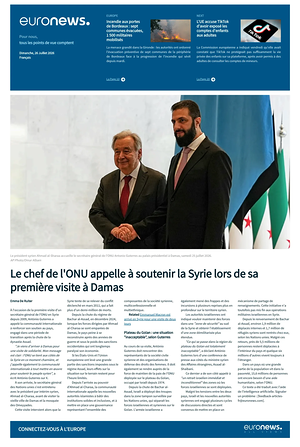 Prima pagina EuroNews (French) di oggi - Quotidiano estero
