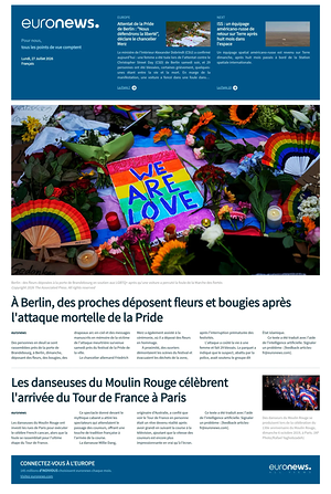 Prima pagina EuroNews (French) di oggi - Quotidiano estero