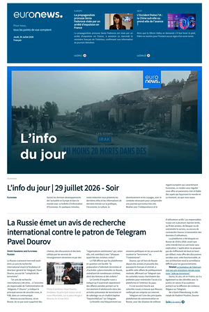 Prima pagina EuroNews (French) di oggi - Quotidiano estero