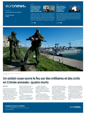 Prima pagina EuroNews (French) di oggi - Quotidiano estero