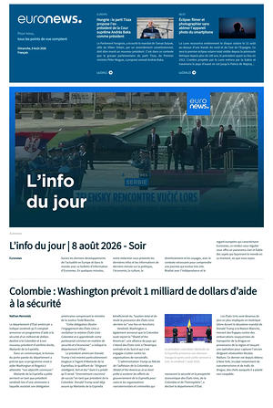 Prima pagina EuroNews (French) di oggi - Quotidiano estero