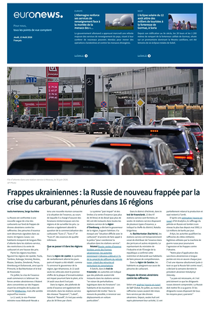 Prima pagina EuroNews (French) di oggi - Quotidiano estero