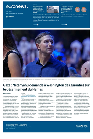 Prima pagina EuroNews (French) di oggi - Quotidiano estero