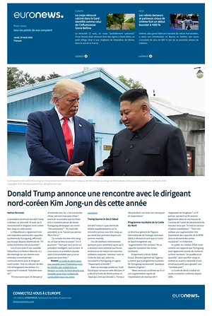 Prima pagina EuroNews (French) di oggi - Quotidiano estero