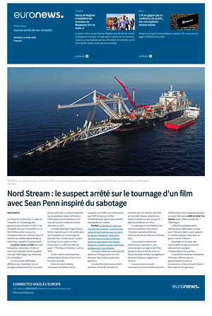 Prima pagina EuroNews (French) di oggi - Quotidiano estero
