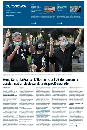 Prima pagina EuroNews (French) di oggi - Quotidiano estero