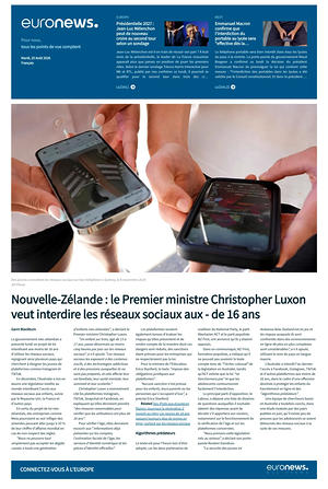 Prima pagina EuroNews (French) di oggi - Quotidiano estero