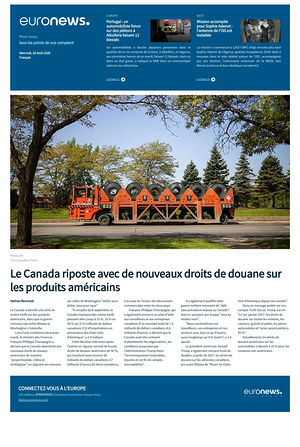 Prima pagina EuroNews (French) di oggi - Quotidiano estero