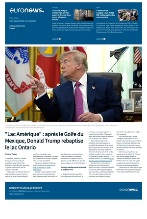Prima pagina EuroNews (French) di oggi - Quotidiano estero