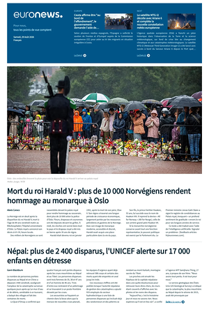 Prima pagina EuroNews (French) di oggi - Quotidiano estero