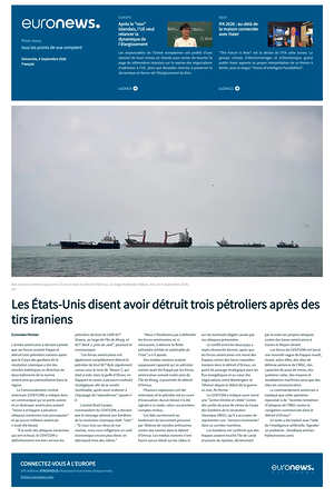 Prima pagina EuroNews (French) di oggi - Quotidiano estero